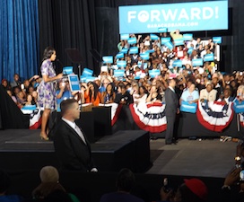 First Lady Michelle Obama addresses 6,500 at the Ocean Center in Daytona.